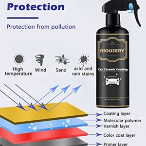 RIOUSERY Ceramic Coating for Cars, 10.2 Oz Car Wax Polish Spray Waterless Car Wash & Car Polish & Wax, The Ultimate Nano Ceramic Spray Protection for Car, Boat & Motorcycle for Easy Use