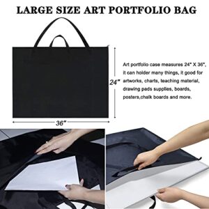 2 Pack Light Weight Art Portfolio Bag with Nylon Shoulder, 24"X 36" Large Size Poster Board Storage Bag, Waterproof Drawing Painting Sketch Bag Case for Artist and Student Art Work Portfolio