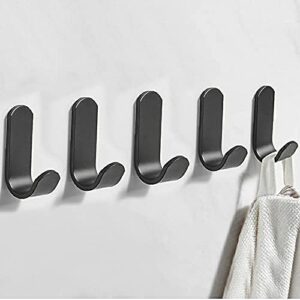 5 pack adhesive hook black heavy duty towel hooks stick on wall door hanging without nails towels coat clothes self adhesive sticky hooks for bathrooms kitchen home