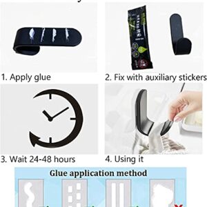 5 Pack Adhesive Hook Black Heavy Duty Towel Hooks Stick on Wall Door Hanging Without Nails Towels Coat Clothes Self Adhesive Sticky Hooks for Bathrooms Kitchen Home