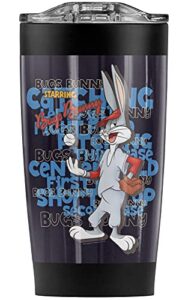 logovision looney tunes bugs bunny baseball stainless steel tumbler 20 oz coffee travel mug/cup, vacuum insulated & double wall with leakproof sliding lid | great for hot drinks and cold beverages