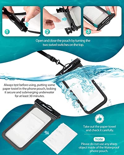 Hiearcool Universal Waterproof Case,Waterproof Phone Pouch Compatible for iPhone 12 Pro 11 Pro Max XS Max XR X 8 7 Samsung Galaxy s10/s9 Google Pixel 2 HTC Up to 7.0", IPX8 Cellphone Dry Bag - 4 Pack