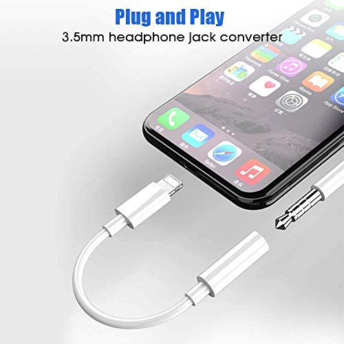 3 Pack Headphone Adapter for iPhone, [Apple MFi Certified] Lightning to 3.5 mm Headphone Earphone Jack Adapter Compatible with iPhone 14/13/12/11/XS/XR/X 8 7, Support All iOS Systems (White)