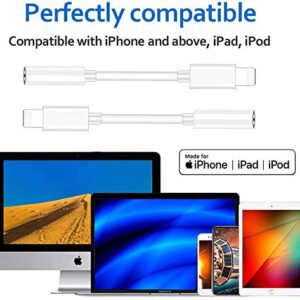 3 Pack Headphone Adapter for iPhone, [Apple MFi Certified] Lightning to 3.5 mm Headphone Earphone Jack Adapter Compatible with iPhone 14/13/12/11/XS/XR/X 8 7, Support All iOS Systems (White)