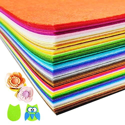 Xiasen 60Pcs Felt Sheet Fabric for Crafts 8 x 12 Inches Assorted 40 Color 1mm Thick Soft Sewing Felt for Kids Arts Crafting Ornaments Projects Making.