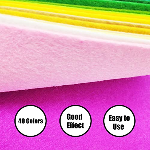 Xiasen 60Pcs Felt Sheet Fabric for Crafts 8 x 12 Inches Assorted 40 Color 1mm Thick Soft Sewing Felt for Kids Arts Crafting Ornaments Projects Making.