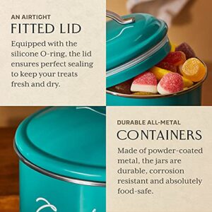 Candy Jar & Cookie Jar for Kitchen counter | Farmhouse Kitchen Jars for Storage of Your Favorite Treats | Large & Medium Canisters Set of Two Cookie & Candy Jars with Lids | Airtight Jar by Nirgals (Teal)