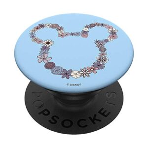 disney mickey mouse ears floral outline popsockets popgrip: swappable grip for phones & tablets