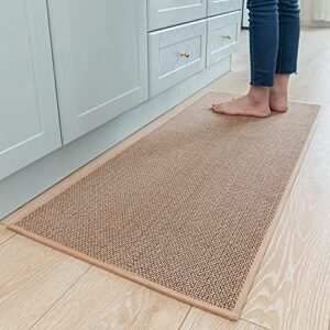 kitchen rugs and mats non skid washable, absorbent runner rugs for kitchen, front of sink, kitchen mats for floor (beige, 20"x47")