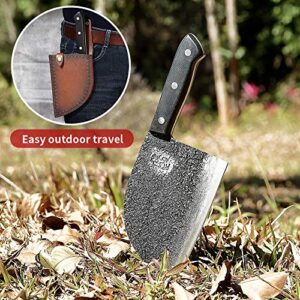 Chef Knife,Serbian Chefs Knife,Professional Meat Cleaver Camping High Carbon Steel Butcher Knife,Forged Kitchen Knives