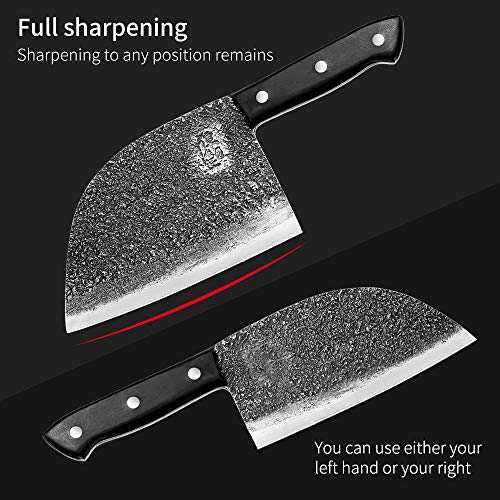 Chef Knife,Serbian Chefs Knife,Professional Meat Cleaver Camping High Carbon Steel Butcher Knife,Forged Kitchen Knives