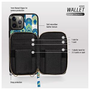 iPhone 12 Pro Max Crossbody Wallet Case, ZVEdeng iPhone 12 Pro Max Card Holder Case Crossbody Chain Strap for Women Zipper Purse Protective Leather Case for iPhone 12 Pro Max 6.7'' Peacock Print Skin