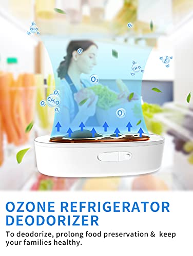 Zerosky Ozone Refrigerator Deodorizer, 20mg/H O3 Air Purifier Deodorizer, Natural Car, Shoe Deodorizer, Odor Eliminators For Home, Closet, Pet Home, Washing Machine, white