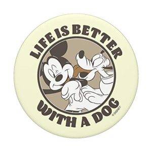 Disney Mickey & Pluto Sepia Tone Life Is Better With A Dog PopSockets PopGrip: Swappable Grip for Phones & Tablets