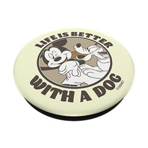 Disney Mickey & Pluto Sepia Tone Life Is Better With A Dog PopSockets PopGrip: Swappable Grip for Phones & Tablets