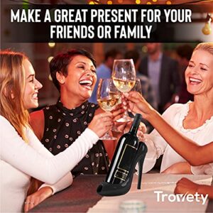 Trovety Shoe Wine Rack Holder- Bottle Wine Not Holder with High-Heel Design - Display & Storage Accessories - Table Centerpiece & Home Decorations for Kitchen, Restaurant, Bar, Hotel (Black)