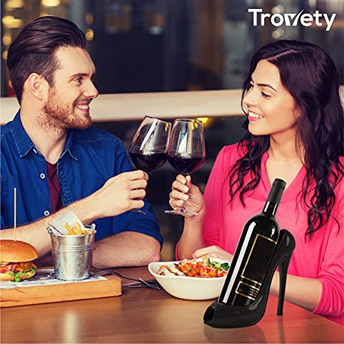 Trovety Shoe Wine Rack Holder- Bottle Wine Not Holder with High-Heel Design - Display & Storage Accessories - Table Centerpiece & Home Decorations for Kitchen, Restaurant, Bar, Hotel (Black)