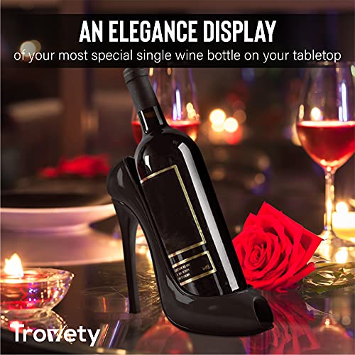 Trovety Shoe Wine Rack Holder- Bottle Wine Not Holder with High-Heel Design - Display & Storage Accessories - Table Centerpiece & Home Decorations for Kitchen, Restaurant, Bar, Hotel (Black)