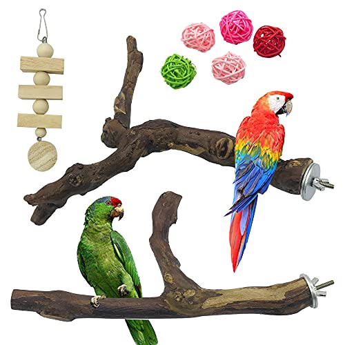 Seasonsky 8 PCS Natural Grape Stick Fork Bird Perch Bird Standing Stick Chewing Bird Toys Natural Grapevine Bird Cage Perch for Parrot Cages Toy for Cockatiels, Parakeets, Finches