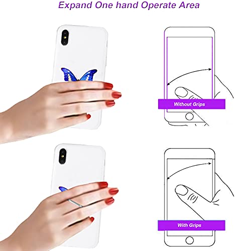 TACOMEGE Transparent Clear Butterfly Phone Ring Grips Holder, Finger Ring Stand for Cell Phone Tablet Case