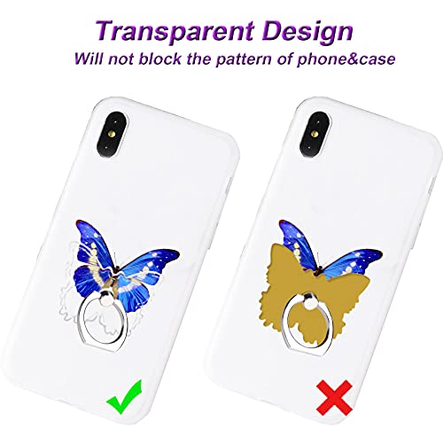 TACOMEGE Transparent Clear Butterfly Phone Ring Grips Holder, Finger Ring Stand for Cell Phone Tablet Case