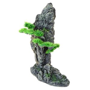 Mairuker Aquarium Mountain View Stone Ornament,Artificial Resin Rock Landscape Fish Tank Decoration for Betta Hiding Reptile,Aquarium Supplies