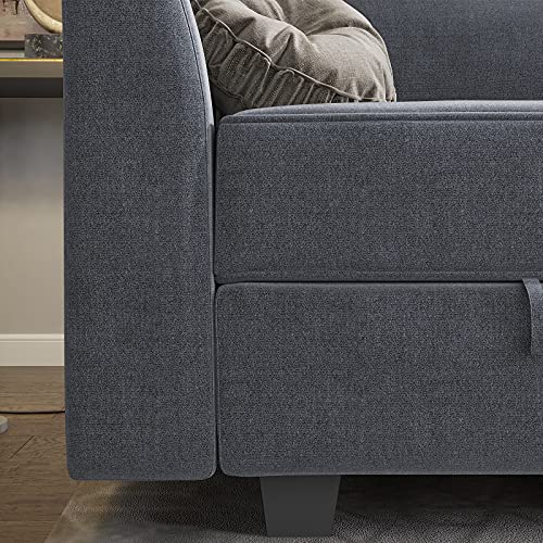 HONBAY Square Ottoman Module for Modular Sectional Sofa, Storage Ottoman Footrest and Seat Cube, Bluish Grey