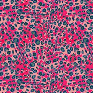 pbs fabrics lush and wild by katie kortman, sateen 3 yard, cheetah, pink