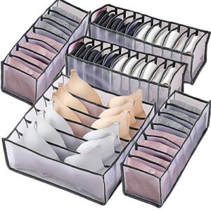 5 pcs underwear drawer organizer divider,folable closet storage drawer divider includes 6/7/7/11/11 cell