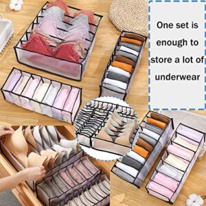 5 PCS Underwear Drawer Organizer Divider,Folable Closet Storage Drawer Divider Includes 6/7/7/11/11 Cell