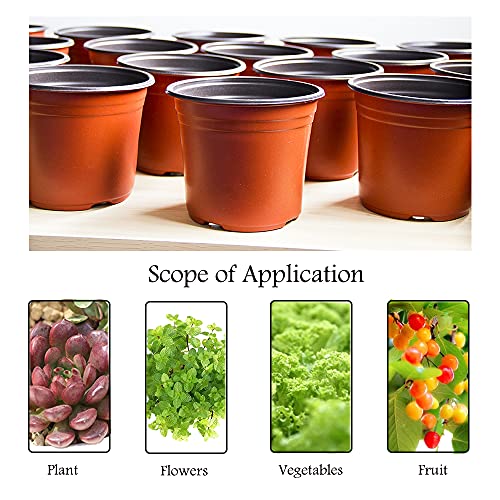 HECTOLIFE 200 Pcs 4 Inch Plant Nursery Pots,Plastic Seedling Pots,Seed Starting Pot Flower Plant Container for Succulents, Seedlings, Cuttings, Transplanting