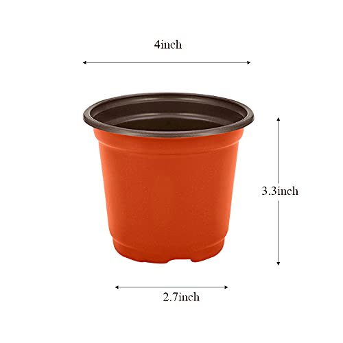 HECTOLIFE 200 Pcs 4 Inch Plant Nursery Pots,Plastic Seedling Pots,Seed Starting Pot Flower Plant Container for Succulents, Seedlings, Cuttings, Transplanting