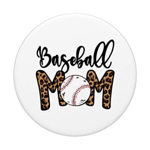 Funny Baseball Mom Leopard Print Softball Mom Mother's Day PopSockets Swappable PopGrip