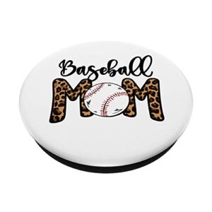 Funny Baseball Mom Leopard Print Softball Mom Mother's Day PopSockets Swappable PopGrip