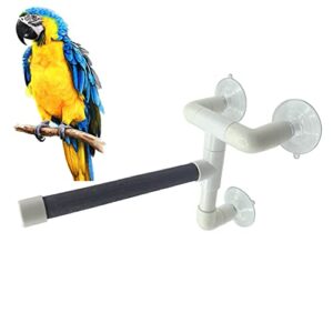 XZX Bird Parrot Shower Perch Pet Parrot Bath Perches Standing Platform Rack Suction Cup Window Shower Bird Bath Toys (Large Straight)