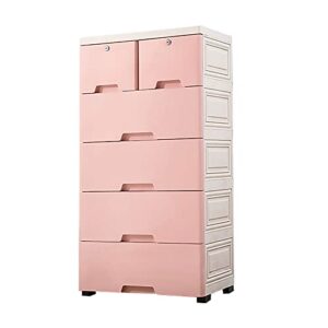 6 Drawer Dresser Storage Tower, PP Plastic Cabinet Vertical Dresser Tower Tall Closet Storage Dresser with 4 Wheels ,5 Layer Small Closet Drawers Organizer Unit for Clothes,Easy to Assembly (Pink)