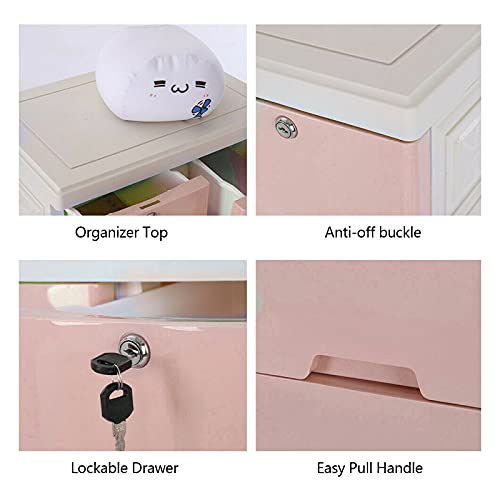 6 Drawer Dresser Storage Tower, PP Plastic Cabinet Vertical Dresser Tower Tall Closet Storage Dresser with 4 Wheels ,5 Layer Small Closet Drawers Organizer Unit for Clothes,Easy to Assembly (Pink)