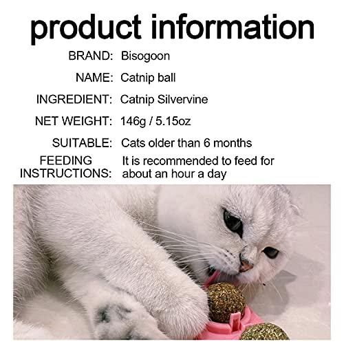 Bisogoon Catnip Toys, Catnip Wall Ball Toy, Cats Catnip Edible Balls, Natural Interactive Toy, Licking Treats Toys for Cats Kitty, Catnip Wall Toys (Blue)