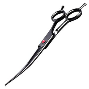 intini 7.5" curved dog grooming scissors,professional pet grooming shears with safe round tips, shears for dogs with thick hair,dematting tool for dogs,light weight, right and left hands