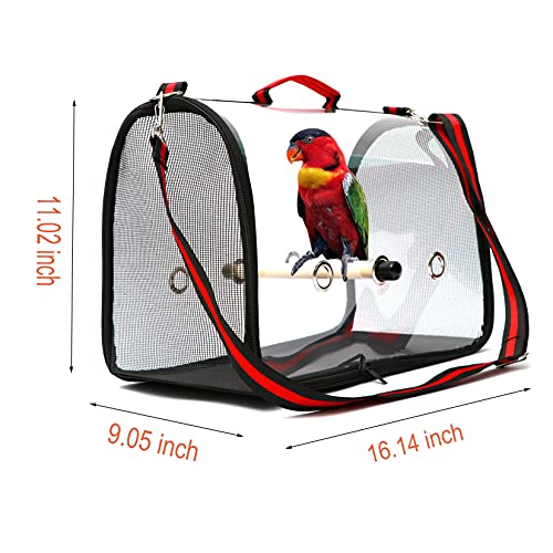 OFLAO Bird Carrier Bag, Portable Travel Bird Cage, Lightweight Breathable Parrot Perch Transparent Cage