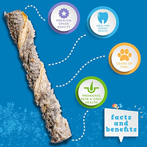 Jack&Pup Fish Skins for Dogs Healthy Dog Treats Small Dogs, Premium Fish Skin Dehydrated Dog Treats for Large Dogs, All Natural Dog Treats for Medium Dogs, Omega 3 Fish Treats for Dogs (18 Pack)