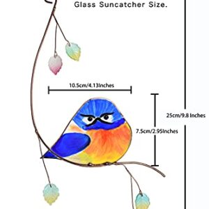 Lolitarcrafts Grumpy Owl Stained Glass Suncatcher Bluebird Stained Glass Window Hangings Glass Painting Bird Hanging