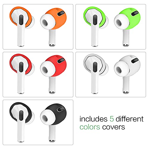 [5 Pairs] for AirPods Pro Ear Tips Covers, WQNIDE Silicone Anti-Slip/Dust/Shock Ear Covers Accessories Compatible with Apple AirPods Pro 1st Generation (5 Colors)