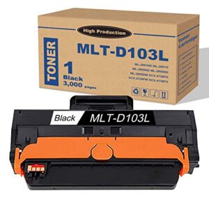 mlt-d103l d103s black toner cartridge (1-pack) replacement for samsung ml-2951nd ml-2951d ml-2950nd ml-2955nd ml-2955dw scx-4728fd scx-4729fw scx-4729fd printers,by lutyeink.