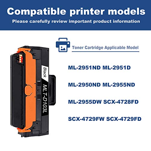 MLT-D103L D103S Black Toner Cartridge (1-Pack) Replacement for Samsung ML-2951ND ML-2951D ML-2950ND ML-2955ND ML-2955DW SCX-4728FD SCX-4729FW SCX-4729FD Printers,by Lutyeink.
