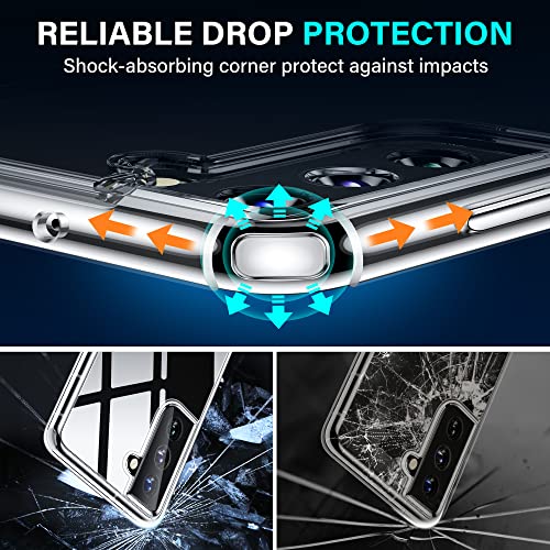 Vakoo for Samsung Galaxy S21 FE Case, 6.4-Inch, Ultra Clear Hard PC Back+Soft TPU Bumper Protective Phone Cover, Crystal Clear