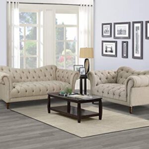 Lexicon Waverly Textured Fabric Tufted Sofa, 91.5" W, Brown