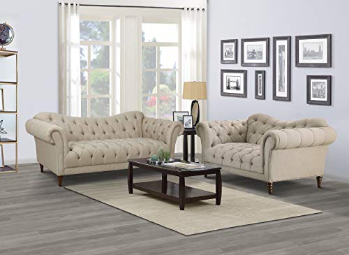 Lexicon Waverly Textured Fabric Tufted Sofa, 91.5" W, Brown