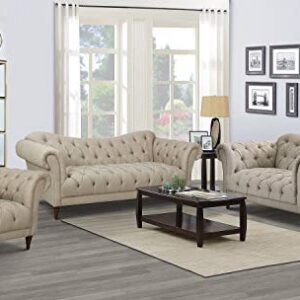 Lexicon Waverly Textured Fabric Tufted Sofa, 91.5" W, Brown