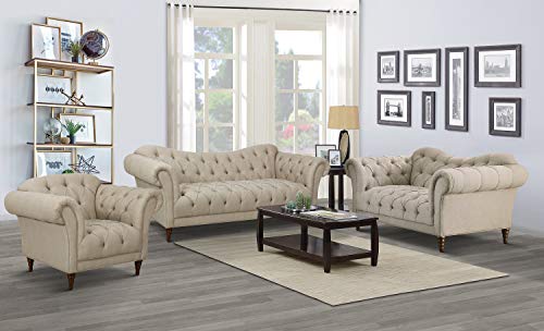 Lexicon Waverly Textured Fabric Tufted Sofa, 91.5" W, Brown